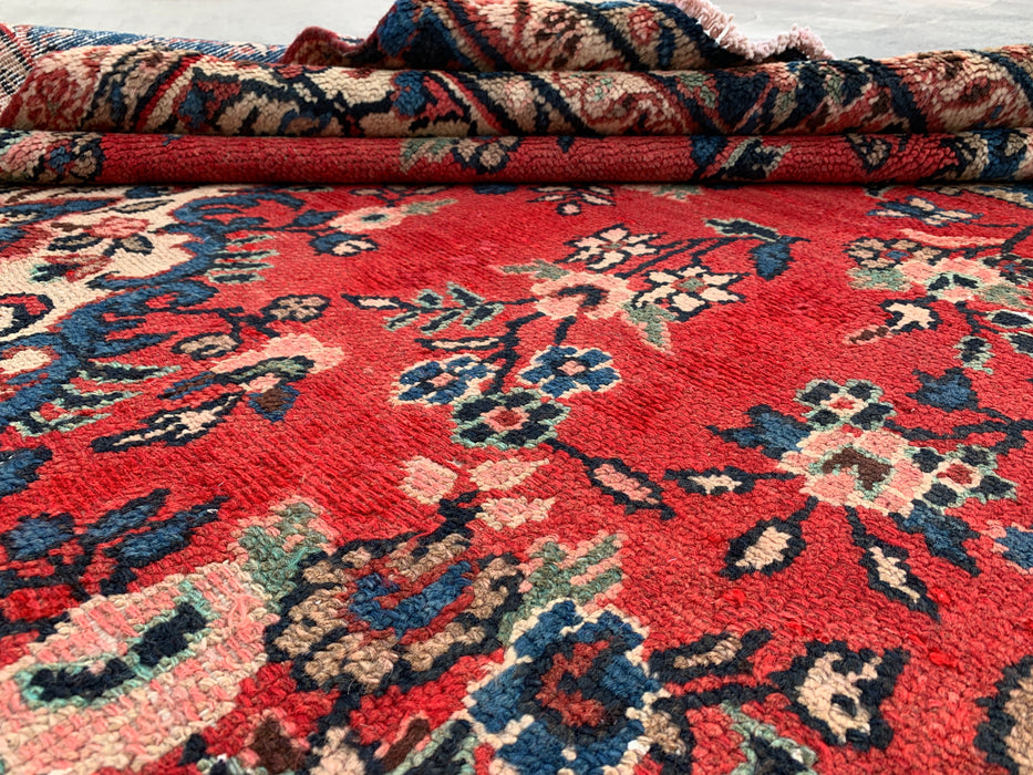 Handmade Persian Wool Area Rug 7x10 - Red Floral Medallion Persian Style Rug - Exact Size 9'10" x 5'10" - KBHM-972