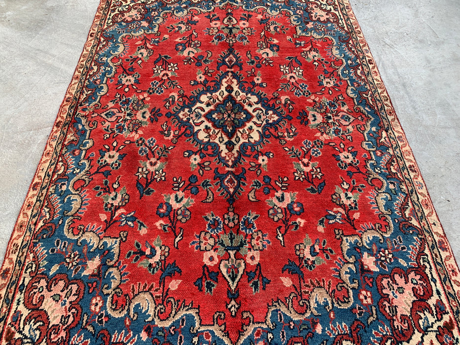 Handmade Persian Wool Area Rug 7x10 - Red Floral Medallion Persian Style Rug - Exact Size 9'10" x 5'10" - KBHM-972