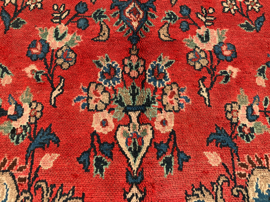 Handmade Persian Wool Area Rug 7x10 - Red Floral Medallion Persian Style Rug - Exact Size 9'10" x 5'10" - KBHM-972