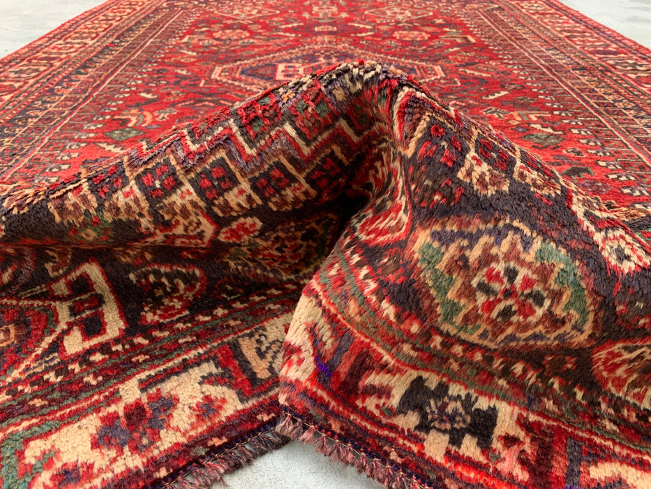 8'4 x 5'5 handgeknoopt Perzisch wollen tapijt - Rood tribaal medaillonontwerp - KBHM-973