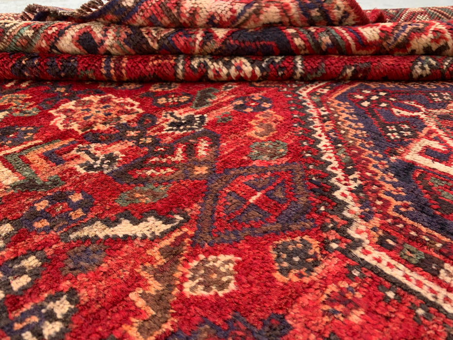 8'4 x 5'5 handgeknoopt Perzisch wollen tapijt - Rood tribaal medaillonontwerp - KBHM-973