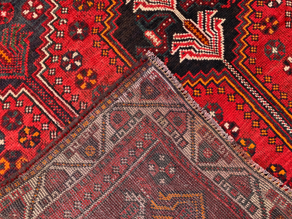 7'8 x 5'2 Hand-Knotted Persian Wool Rug - Red Geometric Tribal Design - KBHM-974