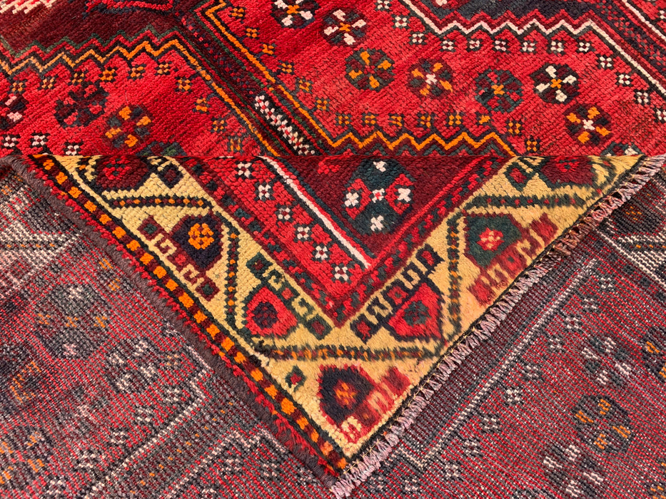 7'8 x 5'2 Hand-Knotted Persian Wool Rug - Red Geometric Tribal Design - KBHM-974