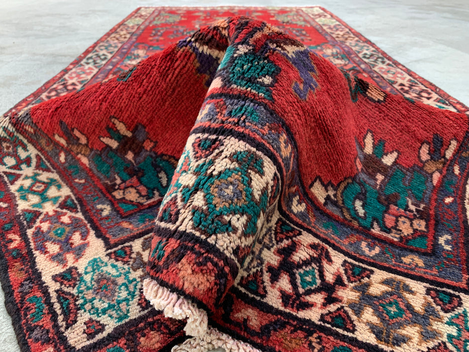 240 x 104 cm handgeknoopt Perzisch wollen loper - Rood bloemenmotief - KBHM-975