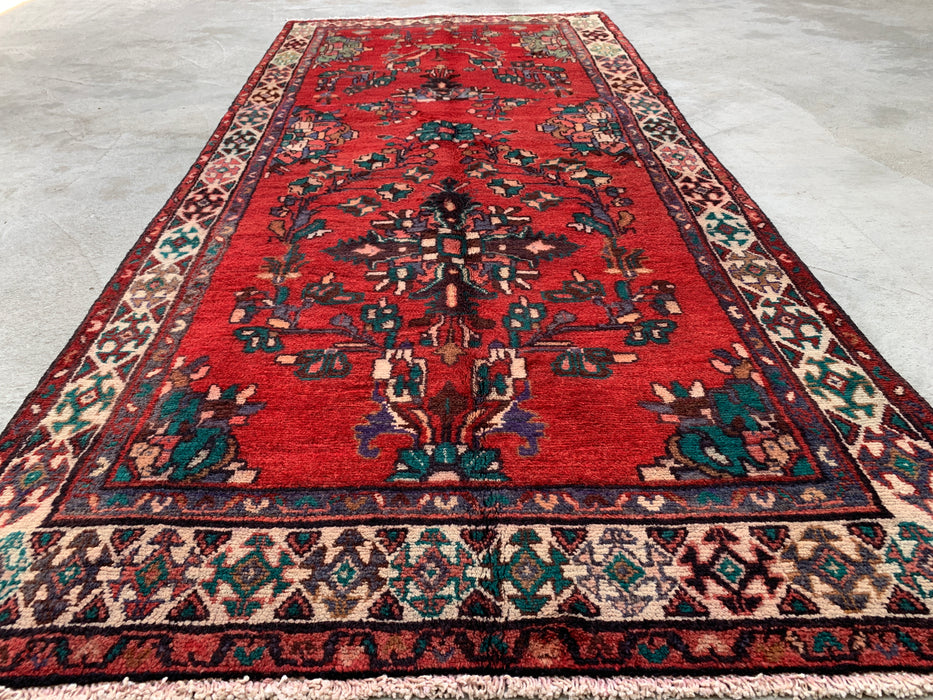 240 x 104 cm handgeknoopt Perzisch wollen loper - Rood bloemenmotief - KBHM-975