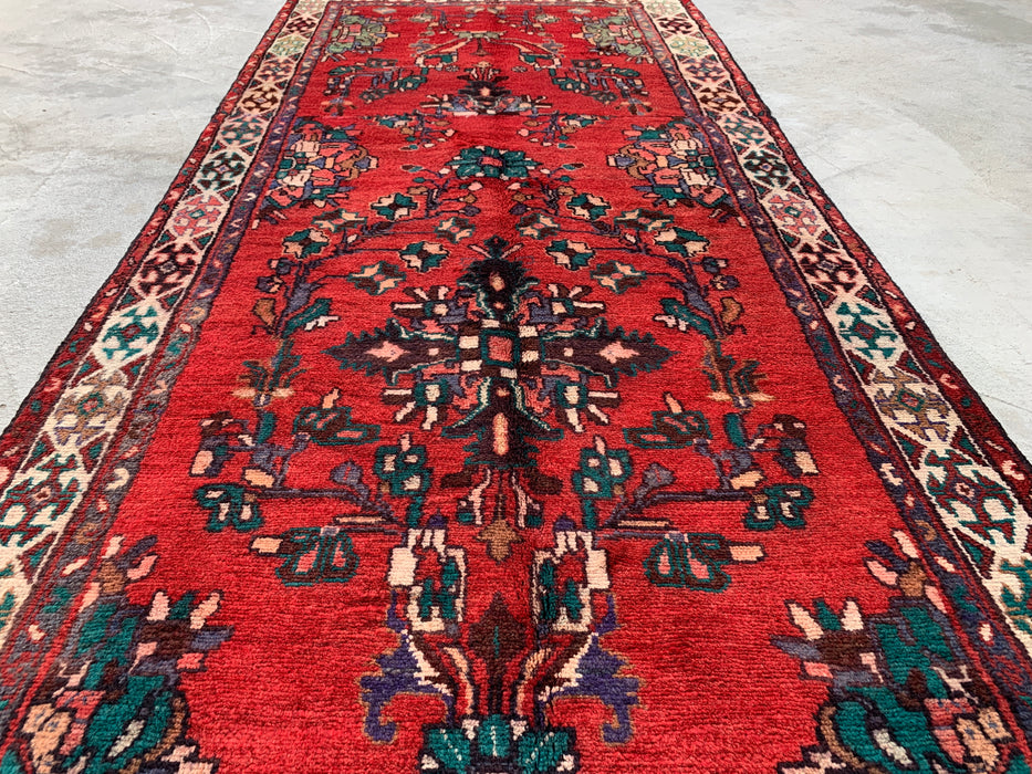 240 x 104 cm handgeknoopt Perzisch wollen loper - Rood bloemenmotief - KBHM-975