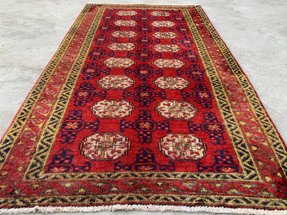 137 cm x 79 cm handgeknoopt Perzisch wollen tapijt - Rood geometrisch tribaal ontwerp - KBHM-976