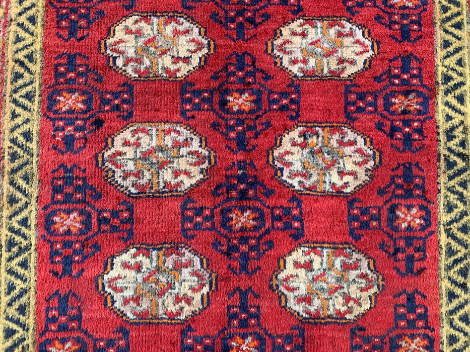 137 cm x 79 cm handgeknoopt Perzisch wollen tapijt - Rood geometrisch tribaal ontwerp - KBHM-976