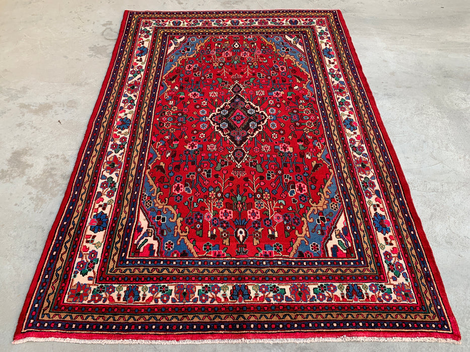 10'2 x 7'1 handgeknoopt Perzisch wollen tapijt - Rood floraal medaillonontwerp - KBHM-978