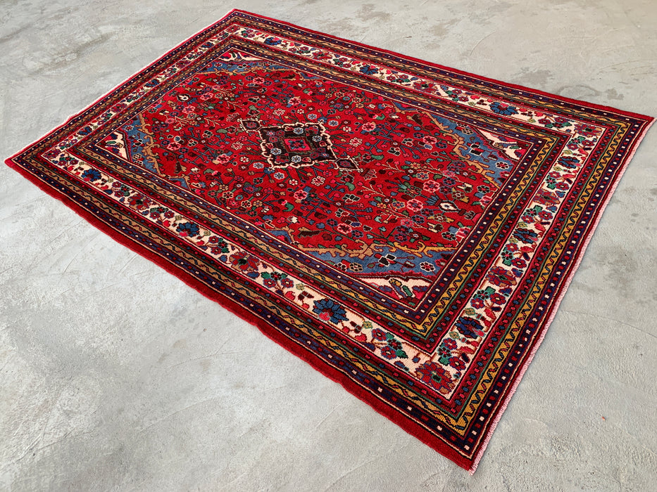 10'2 x 7'1 handgeknoopt Perzisch wollen tapijt - Rood floraal medaillonontwerp - KBHM-978