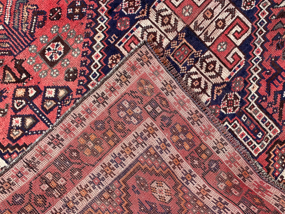 7'7 x 4'10 handgeknoopt Perzisch wollen tapijt - Vervaagd koraalkleurig tribaal medaillondesign - KBHM-979