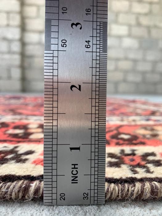 7'7 x 4'10 handgeknoopt Perzisch wollen tapijt - Vervaagd koraalkleurig tribaal medaillondesign - KBHM-979