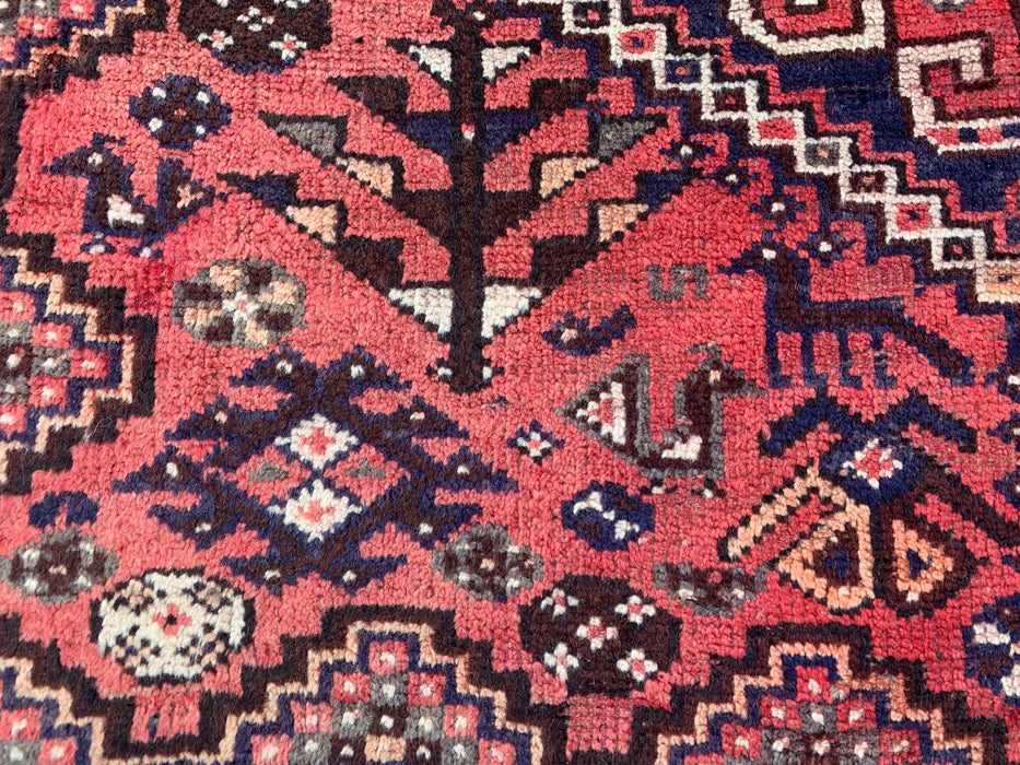 7'7 x 4'10 handgeknoopt Perzisch wollen tapijt - Vervaagd koraalkleurig tribaal medaillondesign - KBHM-979