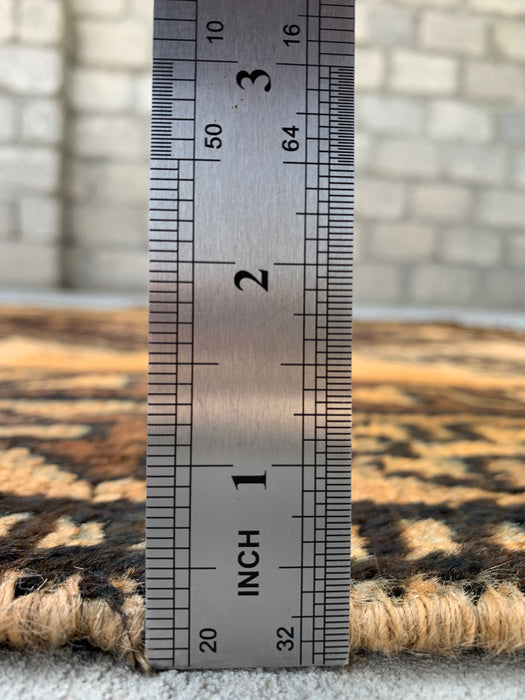 6'8 x 3'5 handgeknoopt Perzisch wollen tapijt - Goud & bruin geometrisch tribaal ontwerp - KBHM-980