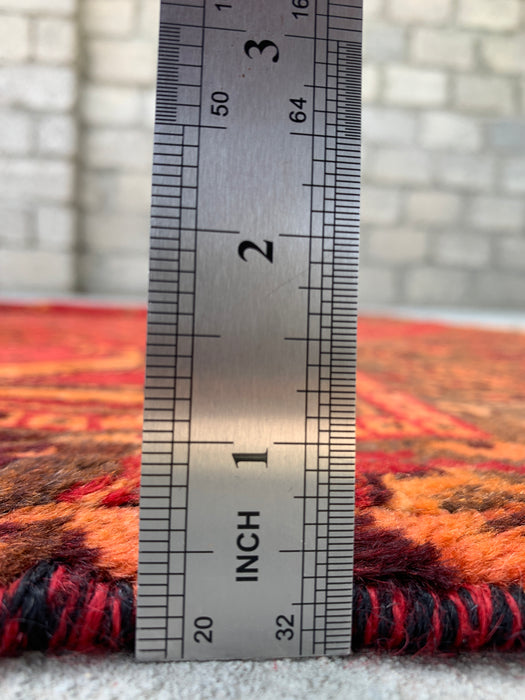 8'0 x 4'11 Handgeknoopt Perzisch wollen tapijt - Rood tribaal medaillonontwerp - KBHM-981