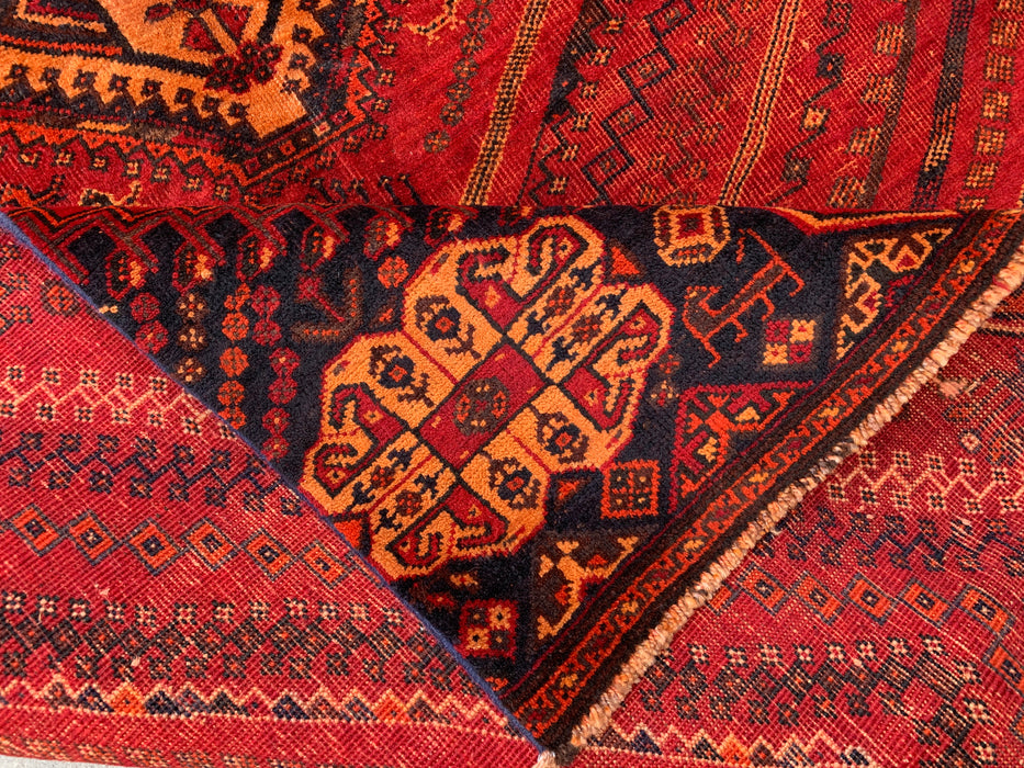 9'2 x 4'7 handgeknoopt Perzisch wollen tapijt - Rood tribaal medaillonmotief - KBHM-983