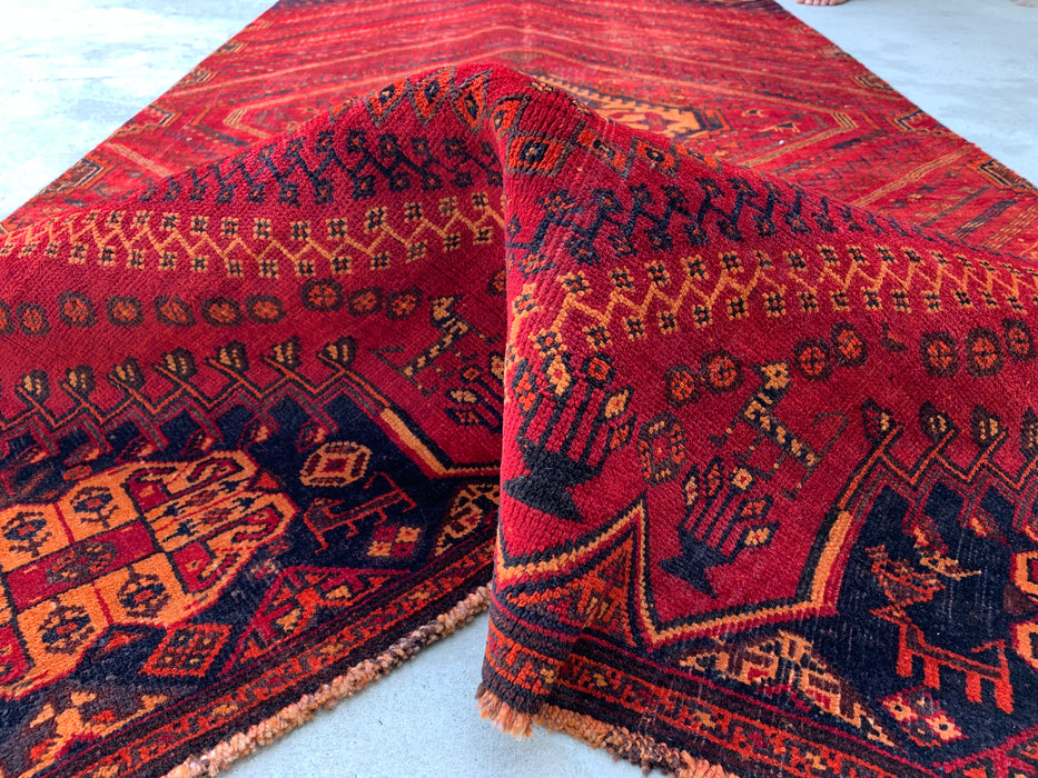 9'2 x 4'7 handgeknoopt Perzisch wollen tapijt - Rood tribaal medaillonmotief - KBHM-983