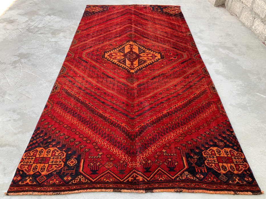 9'2 x 4'7 handgeknoopt Perzisch wollen tapijt - Rood tribaal medaillonmotief - KBHM-983
