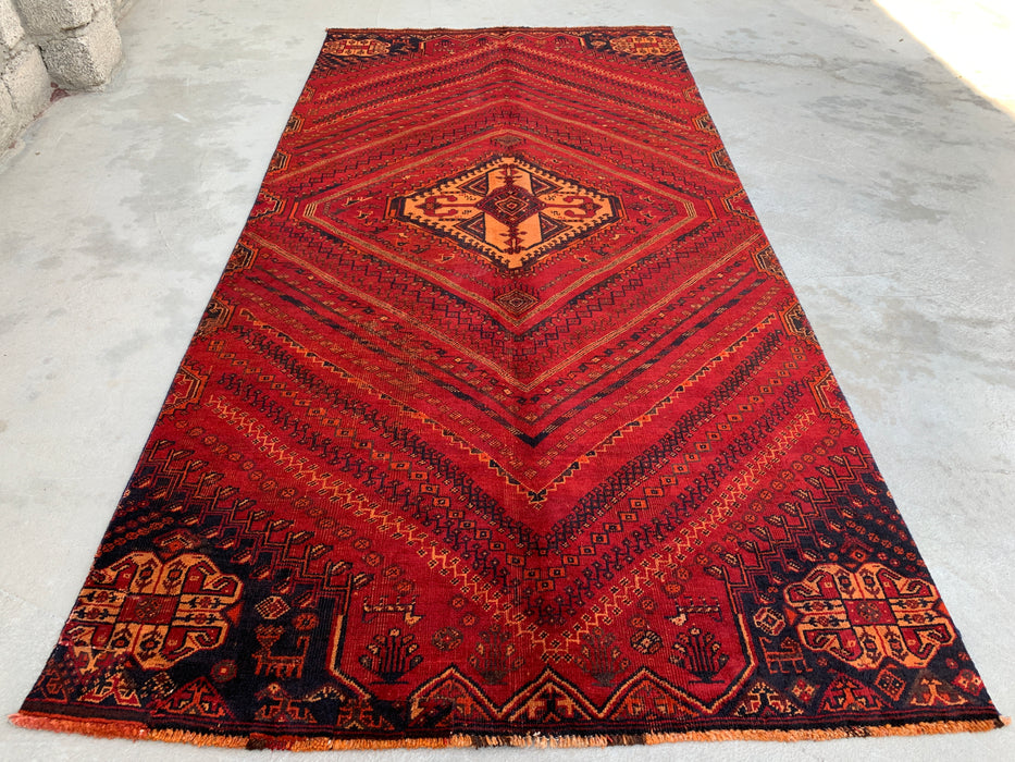 9'2 x 4'7 handgeknoopt Perzisch wollen tapijt - Rood tribaal medaillonmotief - KBHM-983