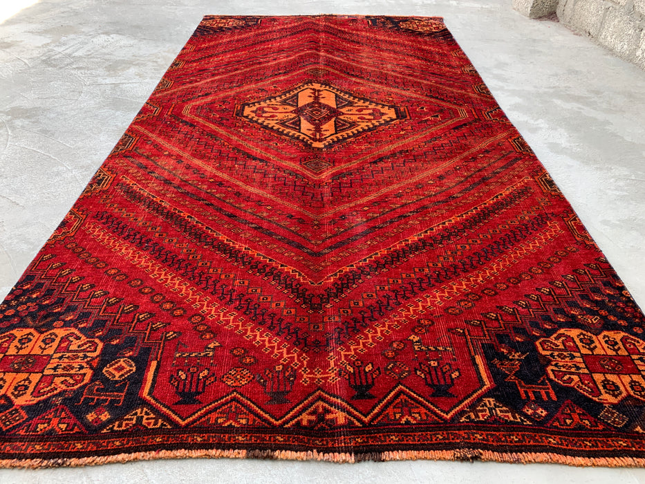 9'2 x 4'7 handgeknoopt Perzisch wollen tapijt - Rood tribaal medaillonmotief - KBHM-983