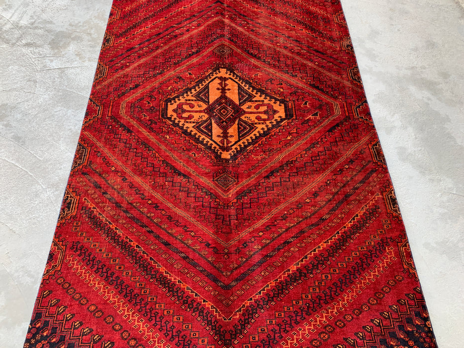 9'2 x 4'7 handgeknoopt Perzisch wollen tapijt - Rood tribaal medaillonmotief - KBHM-983