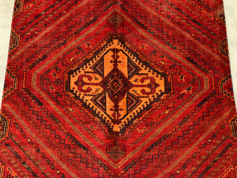 9'2 x 4'7 handgeknoopt Perzisch wollen tapijt - Rood tribaal medaillonmotief - KBHM-983