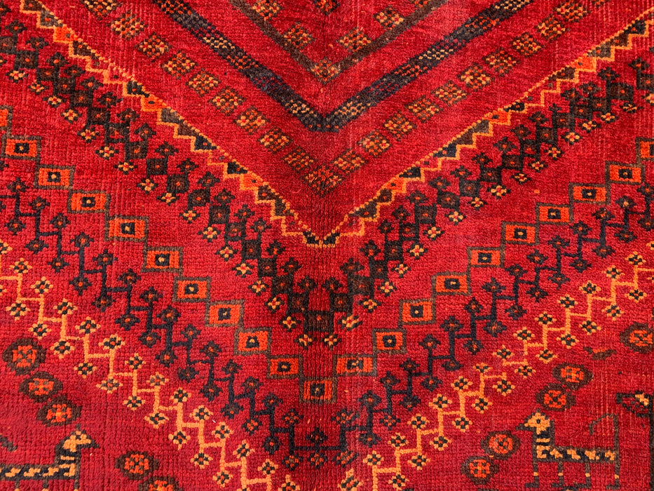 9'2 x 4'7 handgeknoopt Perzisch wollen tapijt - Rood tribaal medaillonmotief - KBHM-983