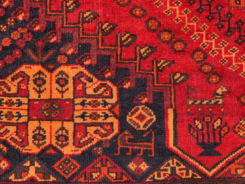 9'2 x 4'7 handgeknoopt Perzisch wollen tapijt - Rood tribaal medaillonmotief - KBHM-983