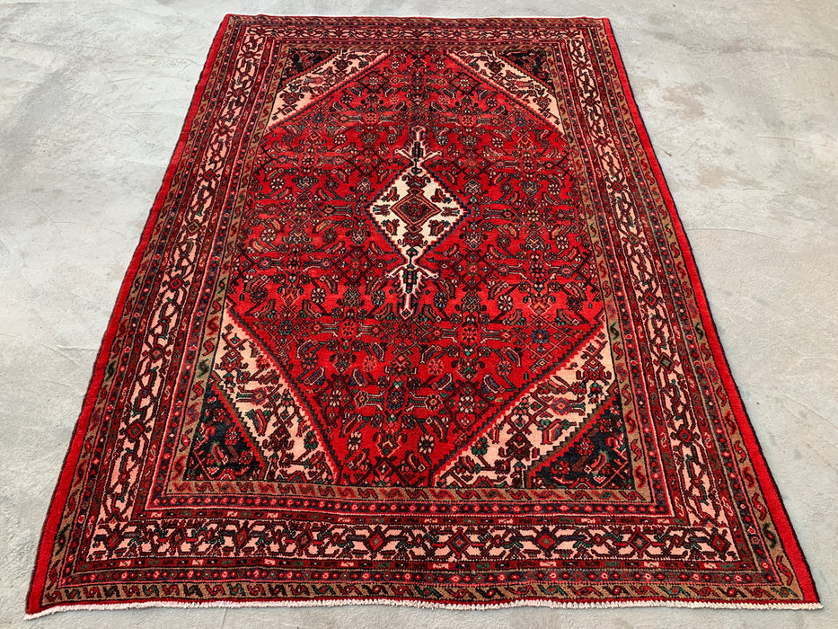 9'10 x 7'0 Handgeknoopt Perzisch wollen tapijt - Rood medaillonontwerp - KBHM-985