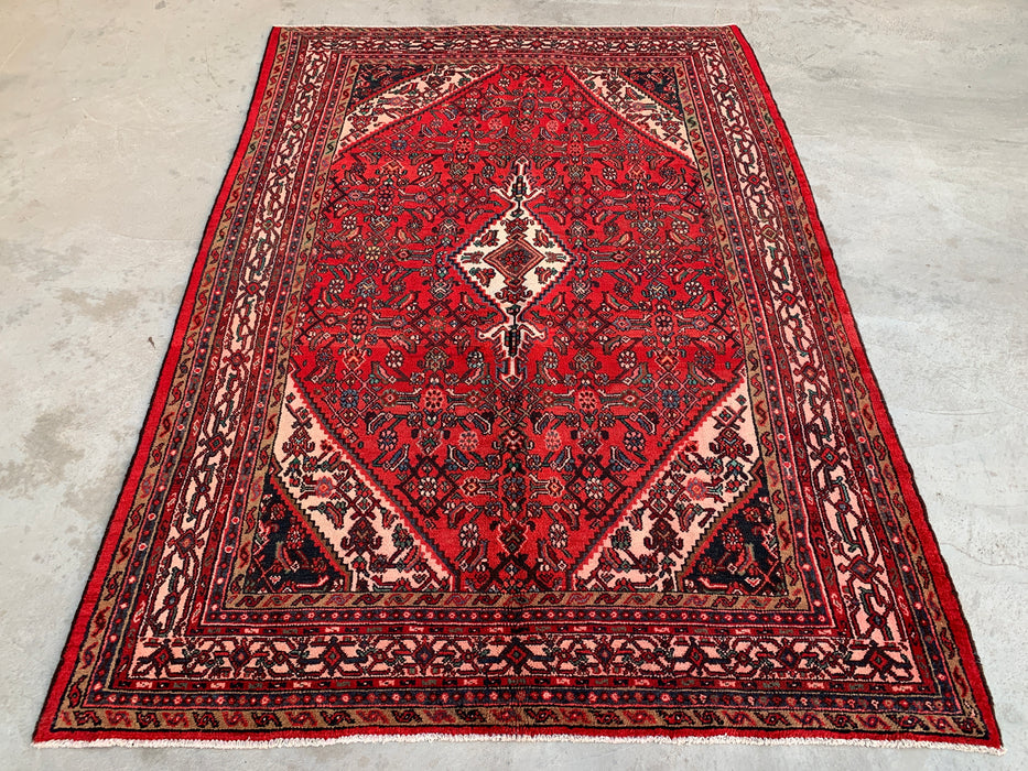 9'10 x 7'0 Handgeknoopt Perzisch wollen tapijt - Rood medaillonontwerp - KBHM-985