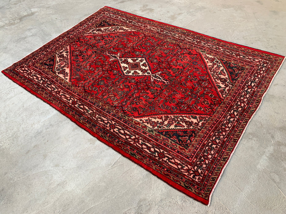 9'10 x 7'0 Handgeknoopt Perzisch wollen tapijt - Rood medaillonontwerp - KBHM-985