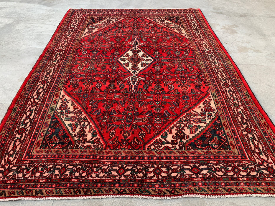 9'10 x 7'0 Handgeknoopt Perzisch wollen tapijt - Rood medaillonontwerp - KBHM-985