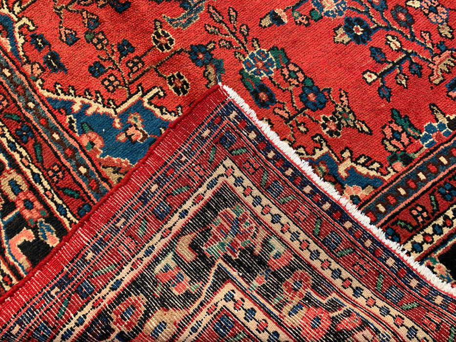12'0 x 9'0 handgeknoopt Perzisch wollen tapijt - Rood floraal medaillonontwerp - KBHM-986