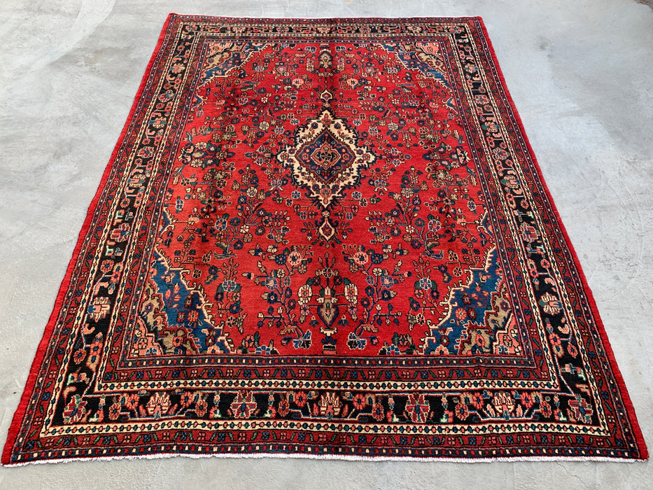 12'0 x 9'0 handgeknoopt Perzisch wollen tapijt - Rood floraal medaillonontwerp - KBHM-986