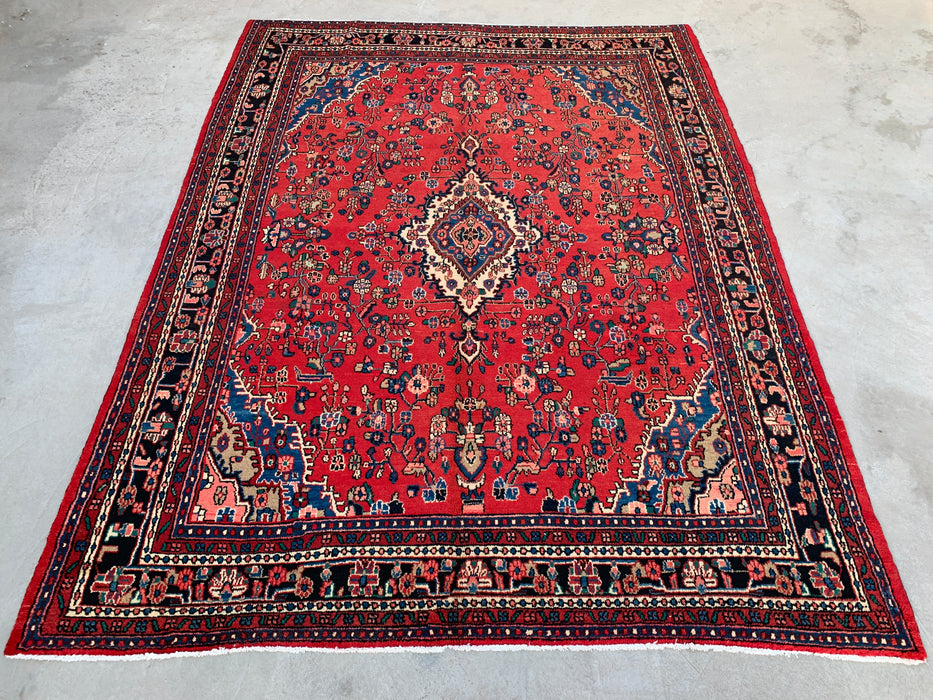 12'0 x 9'0 handgeknoopt Perzisch wollen tapijt - Rood floraal medaillonontwerp - KBHM-986