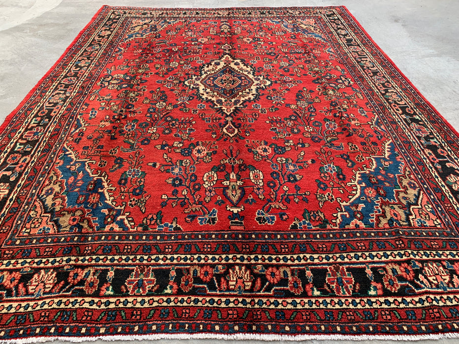 12'0 x 9'0 handgeknoopt Perzisch wollen tapijt - Rood floraal medaillonontwerp - KBHM-986
