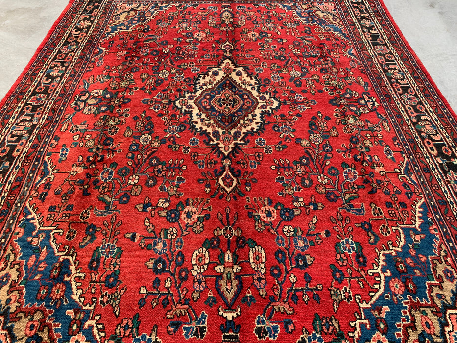 12'0 x 9'0 handgeknoopt Perzisch wollen tapijt - Rood floraal medaillonontwerp - KBHM-986