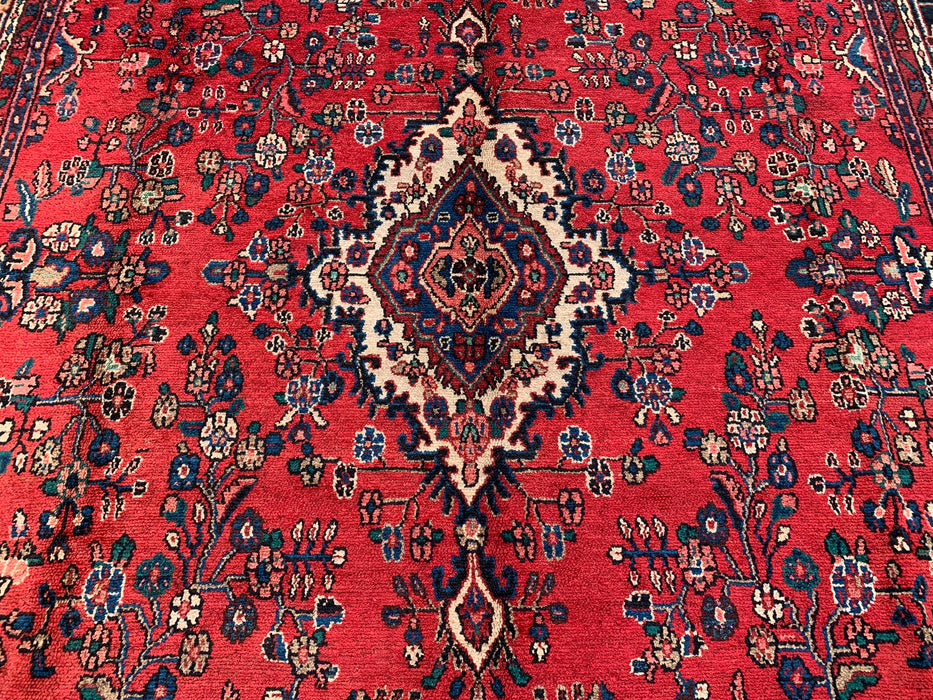 12'0 x 9'0 handgeknoopt Perzisch wollen tapijt - Rood floraal medaillonontwerp - KBHM-986