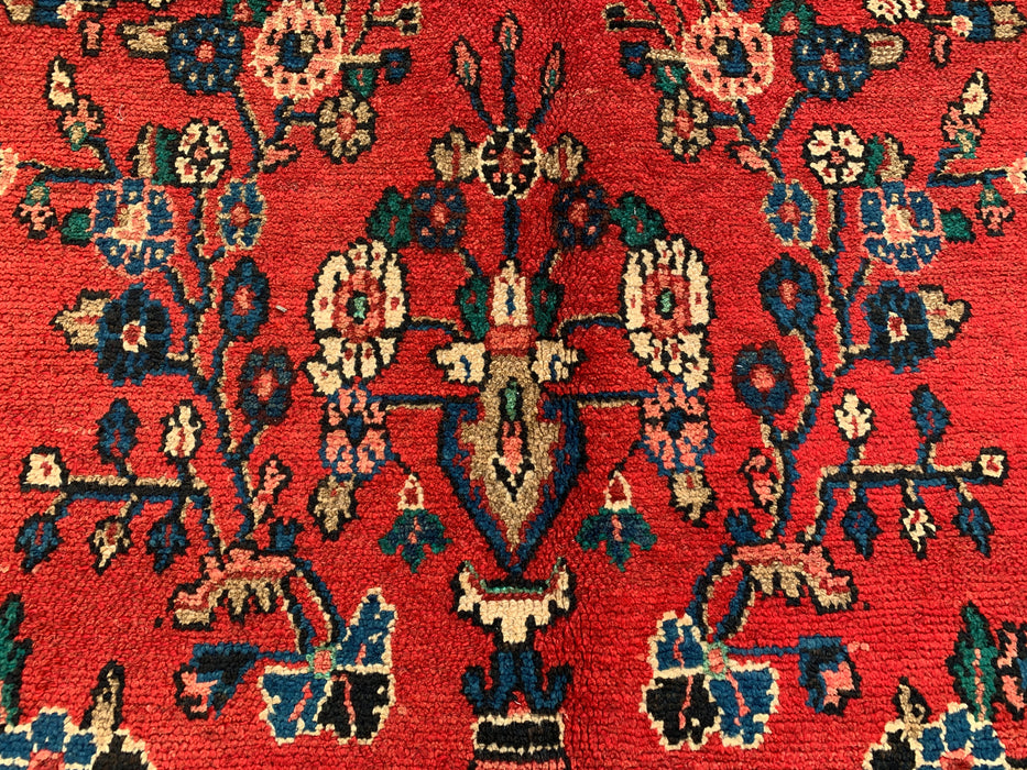 12'0 x 9'0 handgeknoopt Perzisch wollen tapijt - Rood floraal medaillonontwerp - KBHM-986