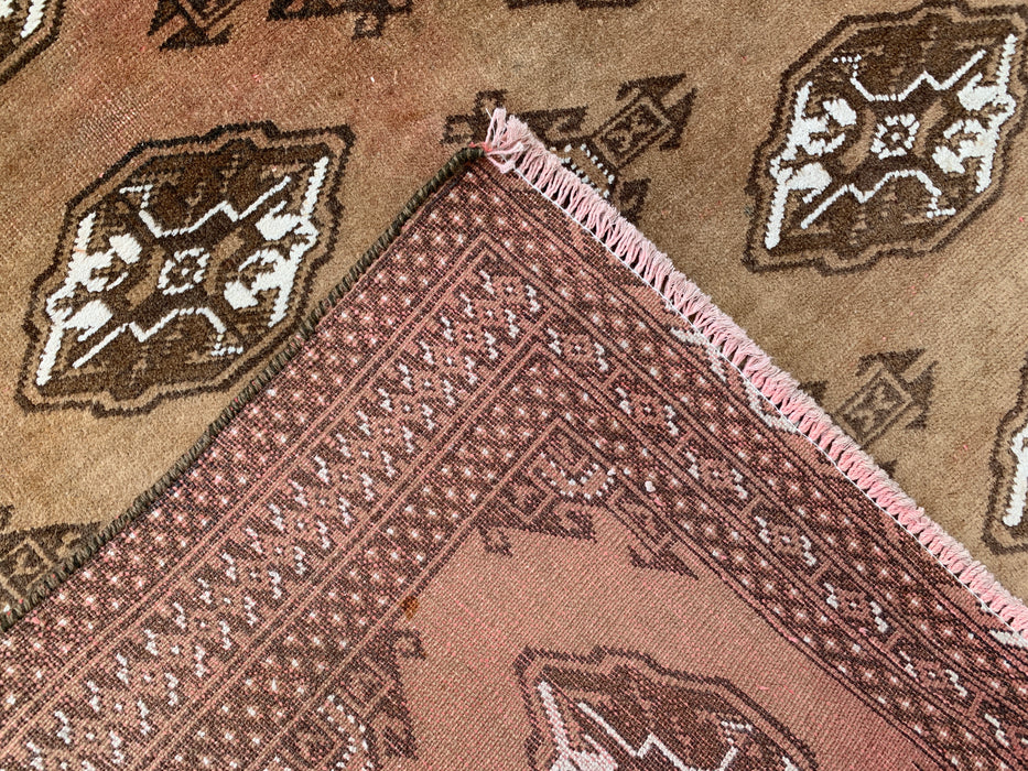 4'8 x 3'2 handgeknoopt Perzisch wollen tapijt - Taupe & bruin geometrisch motief - KBHM-987