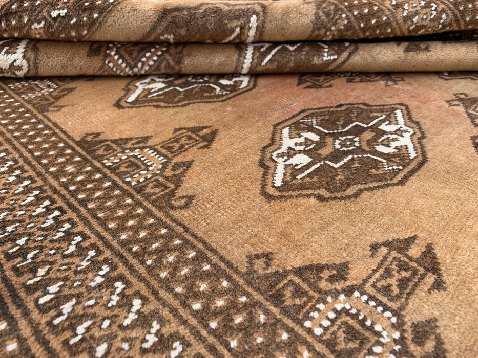 4'8 x 3'2 handgeknoopt Perzisch wollen tapijt - Taupe & bruin geometrisch motief - KBHM-987