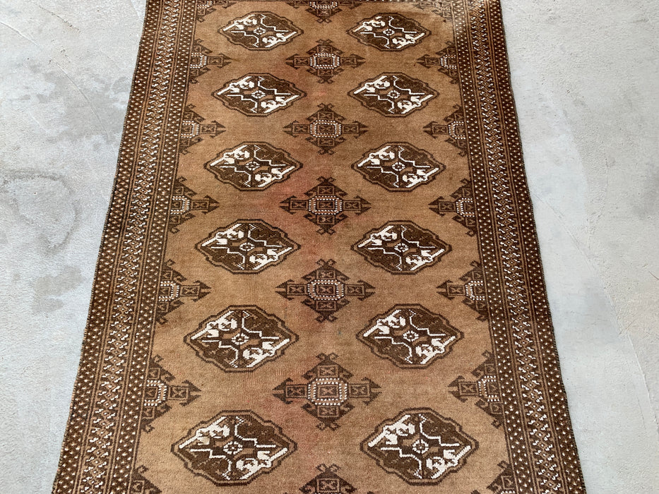 4'8 x 3'2 handgeknoopt Perzisch wollen tapijt - Taupe & bruin geometrisch motief - KBHM-987