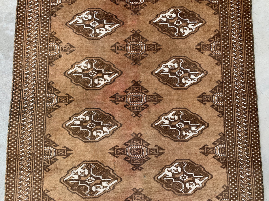 4'8 x 3'2 handgeknoopt Perzisch wollen tapijt - Taupe & bruin geometrisch motief - KBHM-987