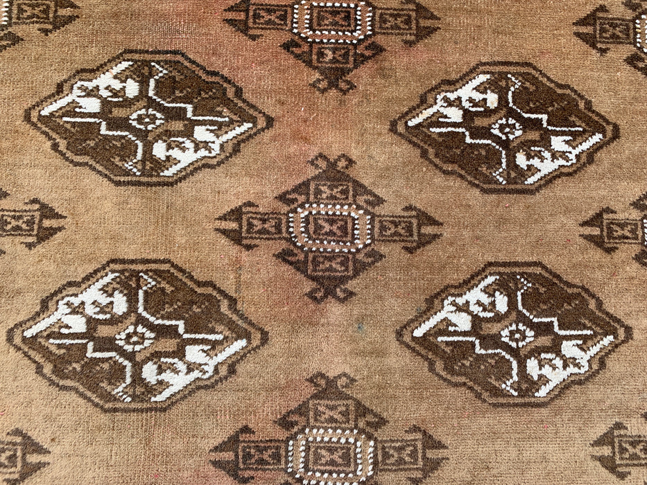 4'8 x 3'2 handgeknoopt Perzisch wollen tapijt - Taupe & bruin geometrisch motief - KBHM-987