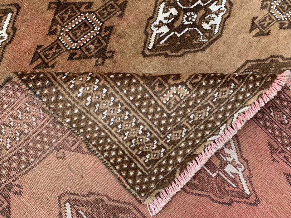 4'8 x 3'2 handgeknoopt Perzisch wollen tapijt - Taupe & bruin geometrisch motief - KBHM-987