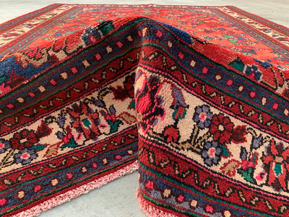 9'10 x 7'2 Handgeknoopt Perzisch wollen tapijt - Rood floraal medaillonontwerp - KBHM-988