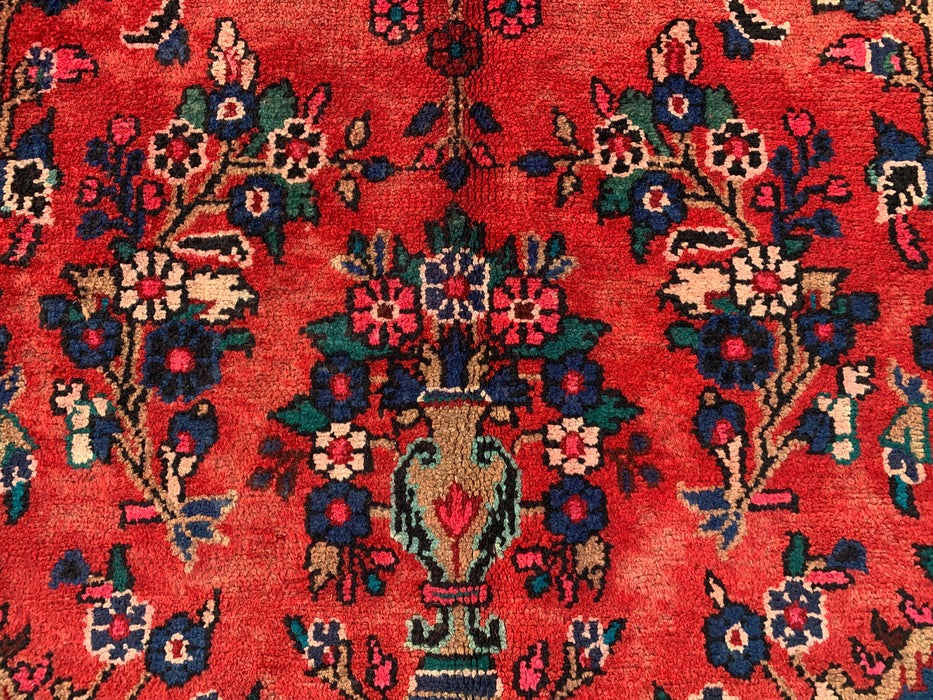 9'10 x 7'2 Handgeknoopt Perzisch wollen tapijt - Rood floraal medaillonontwerp - KBHM-988