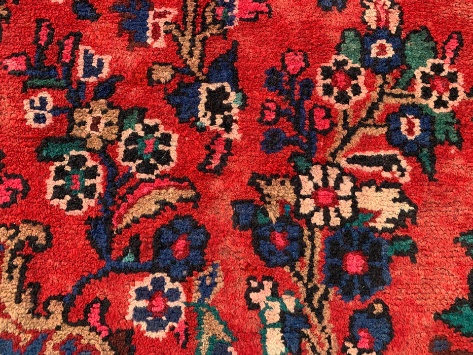 9'10 x 7'2 Handgeknoopt Perzisch wollen tapijt - Rood floraal medaillonontwerp - KBHM-988