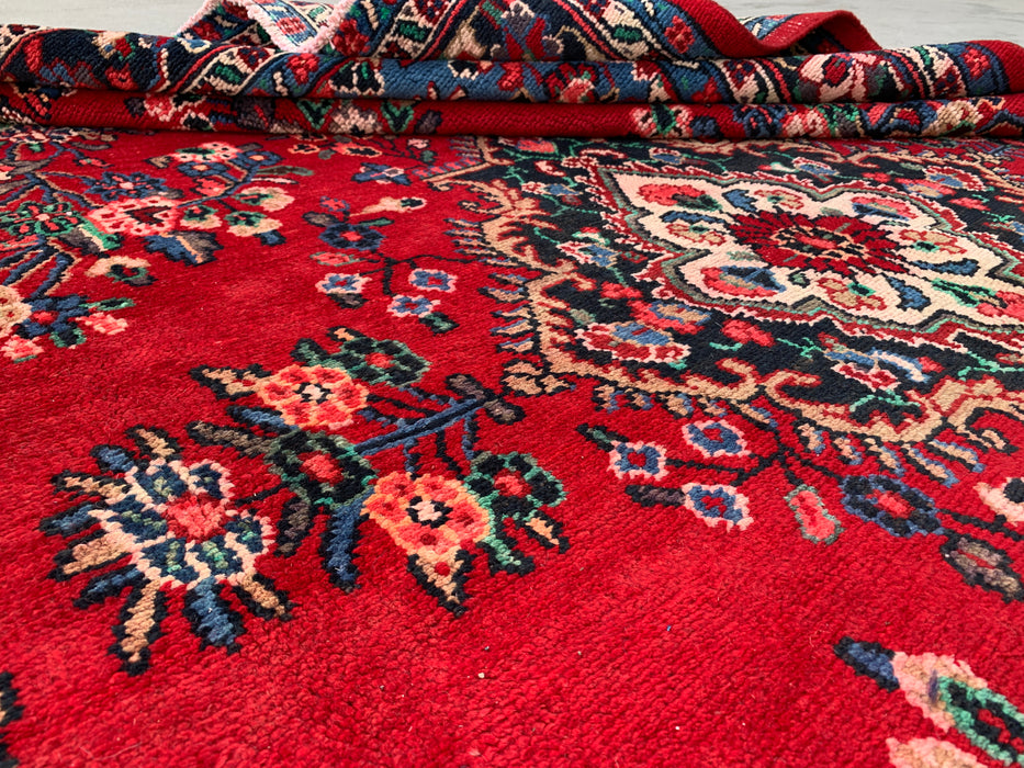 10'0 x 7'1 Hand-Knotted Persian Wool Rug - Red Floral Medallion Persian Style Rug - KBHM-989