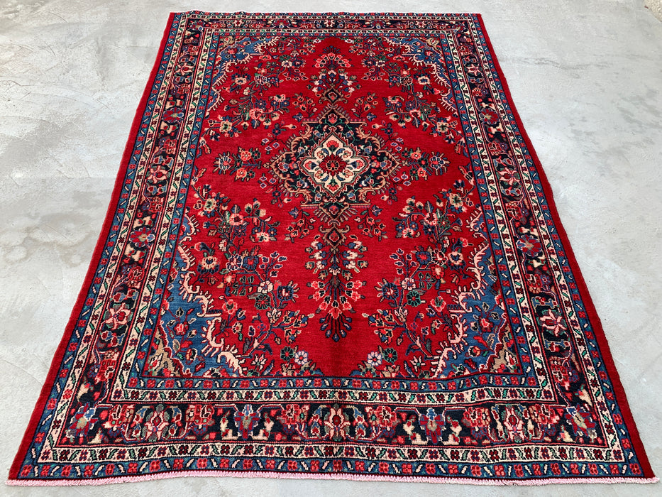 10'0 x 7'1 Hand-Knotted Persian Wool Rug - Red Floral Medallion Persian Style Rug - KBHM-989